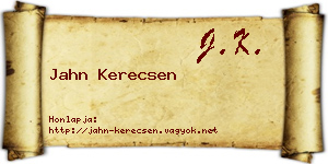 Jahn Kerecsen névjegykártya